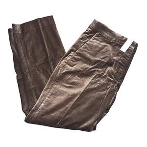 J.Crew Kate LIght Brown Velvet Trousers Size 12 Womens Pockets Straight Leg Pant